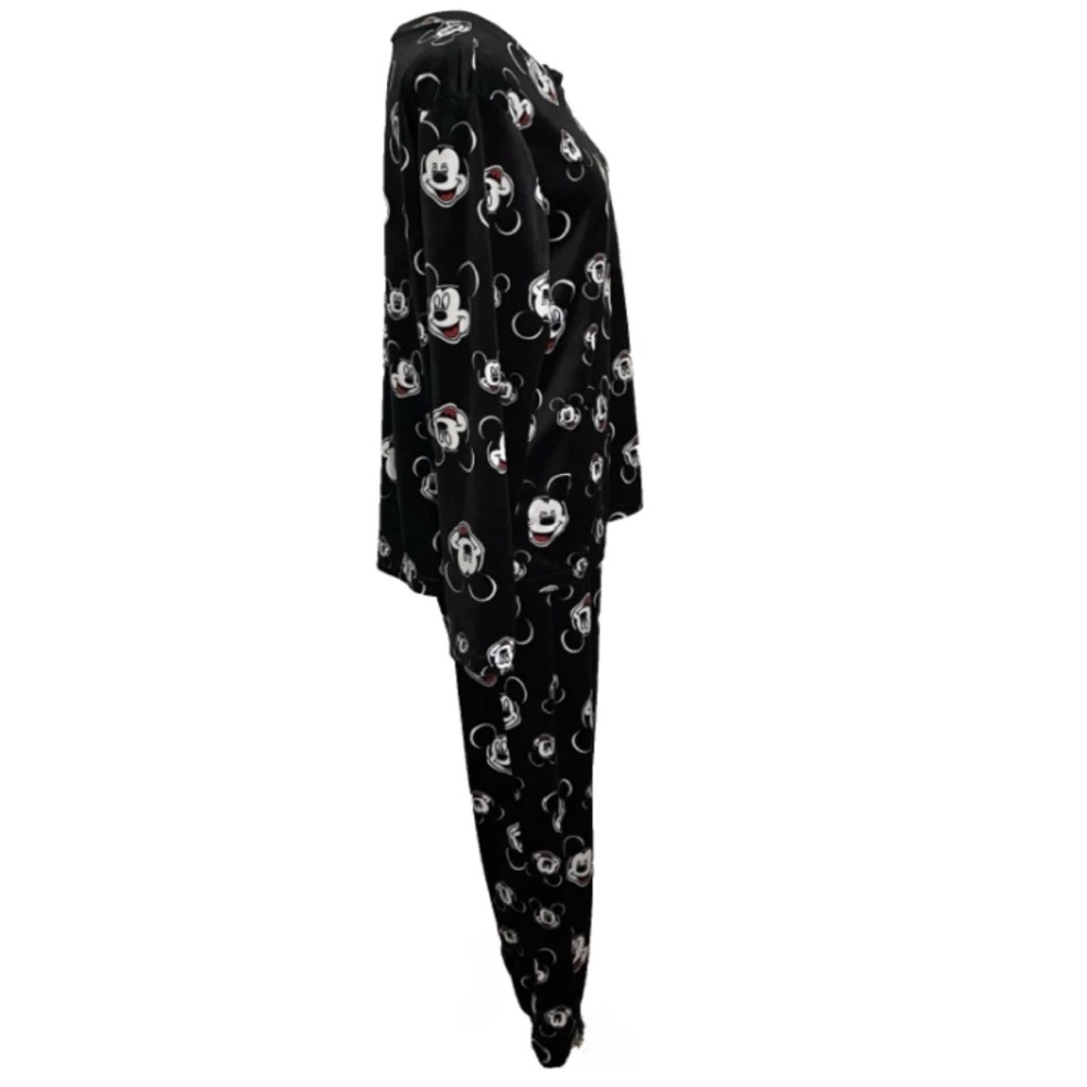Disney Mickey Mouse Fleece Pajama Set Black Loungewear - Large - Picture 5 of 8